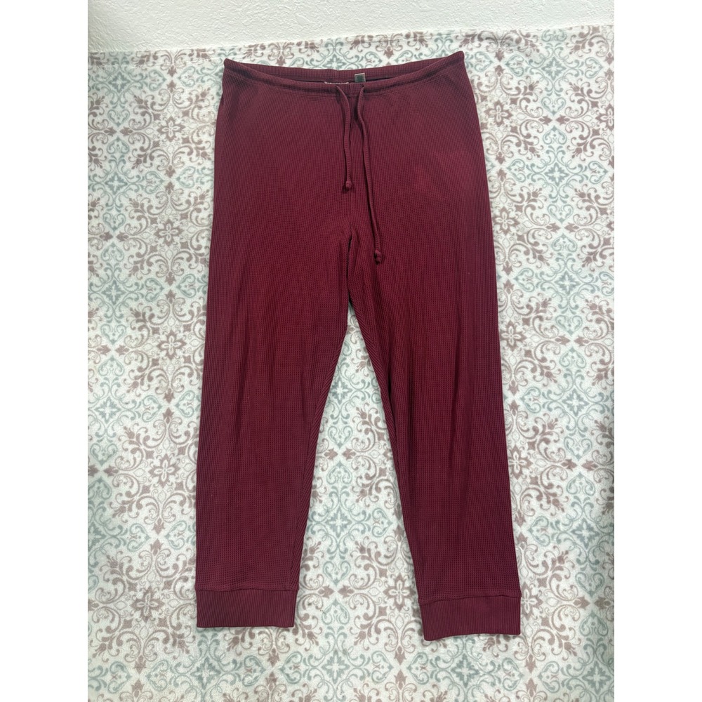 Victoria's Secret Burgundy Waffle Knit Thermal Pajama Pants XL Drawstring Lounge